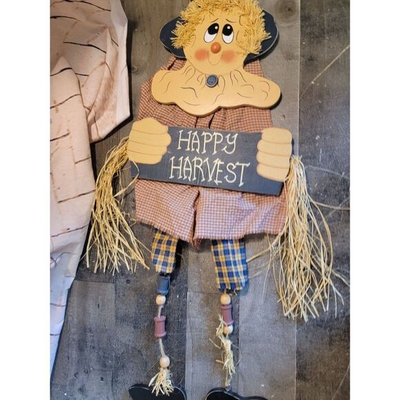 Happy harvest scarecrow fall sign Decor figure - Picture 3 of 7